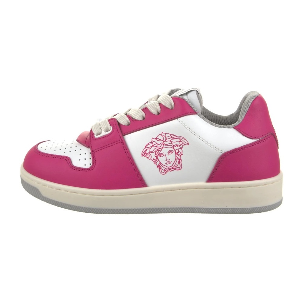 Versace Pink and White Sneakers with Medusa Logo